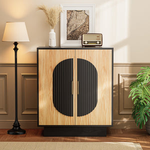 Verinch Multi-Purpose Fluted Buffet Sideboard, Golden Walnut – BC001