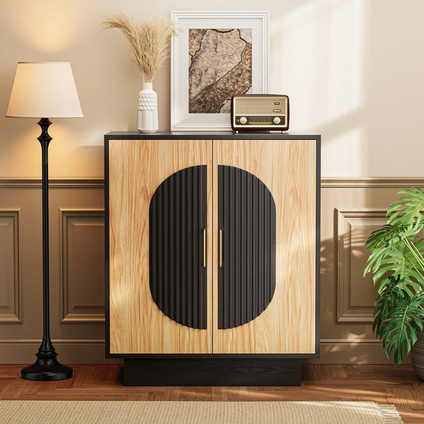 Verinch Multi-Purpose Fluted Buffet Sideboard, Golden Walnut – BC001