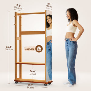 Multi-Functional Full-Length Mirror with Hidden Storage & LED Light
