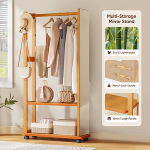 Multi-Functional Full-Length Mirror with Hidden Storage & LED Light
