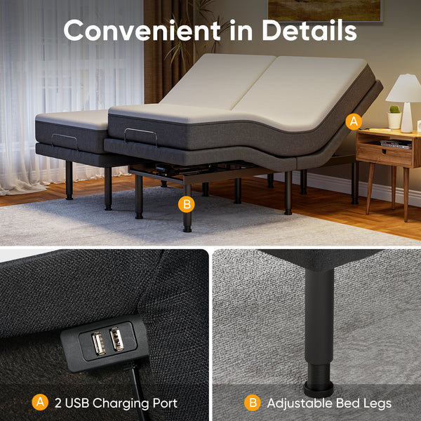 Electric Adjustable Bed Frame with Massage – Ultimate Comfort and Customizable Support