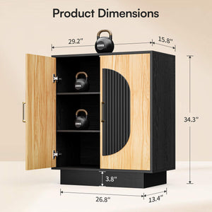 Verinch Multi-Purpose Fluted Buffet Sideboard, Golden Walnut – BC001