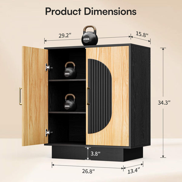 Verinch Multi-Purpose Fluted Buffet Sideboard, Golden Walnut – BC001