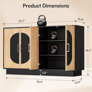 Verinch Multi-Purpose Fluted Buffet Sideboard, Golden Walnut – BC001
