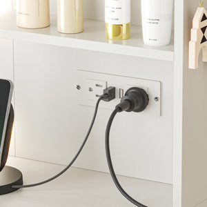 Modern White Vanity Table with LED Light Strip – Sleek Storage & Glow for Your Beauty Routine