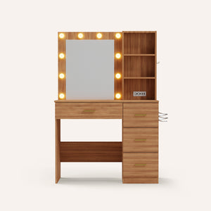 Tri-Color LED Vanity Table with Mirror & Storage