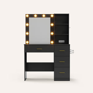 Tri-Color LED Vanity Table with Mirror & Storage