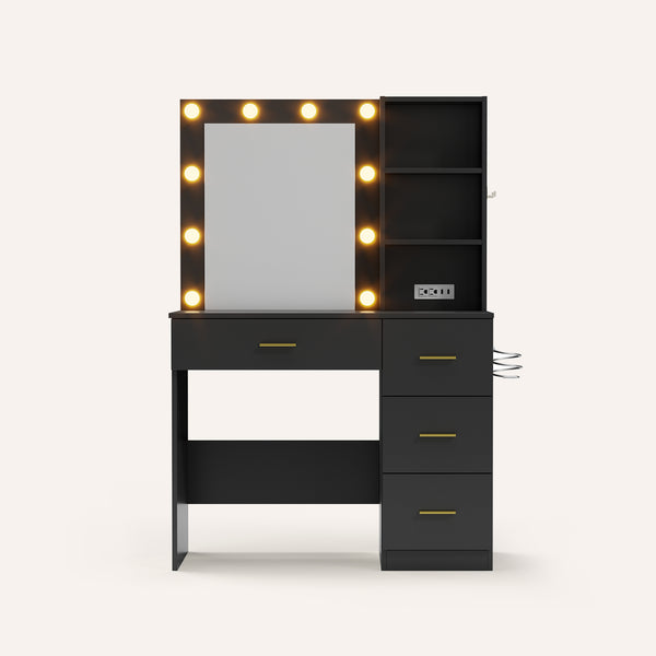 Tri-Color LED Vanity Table with Mirror & Storage