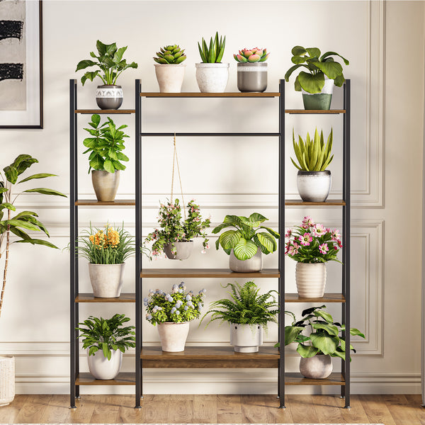 Modern Tiered Plant Stand with Full-Spectrum Grow Light – Trapezoid Shelf Design