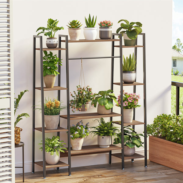 Modern Tiered Plant Stand with Full-Spectrum Grow Light – Trapezoid Shelf Design