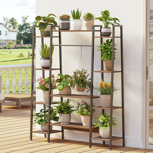 Modern Tiered Plant Stand with Full-Spectrum Grow Light – Trapezoid Shelf Design