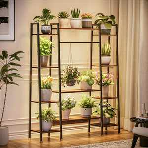 Modern Tiered Plant Stand with Full-Spectrum Grow Light – Trapezoid Shelf Design