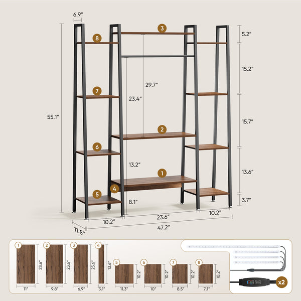 Modern Tiered Plant Stand with Full-Spectrum Grow Light – Trapezoid Shelf Design