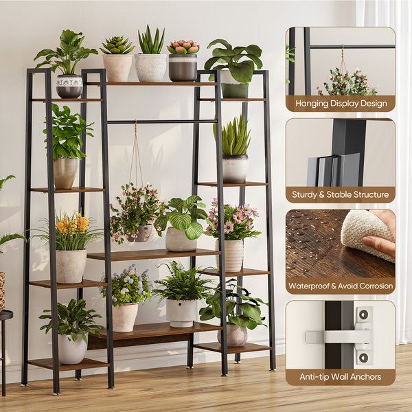 Modern Tiered Plant Stand with Full-Spectrum Grow Light – Trapezoid Shelf Design